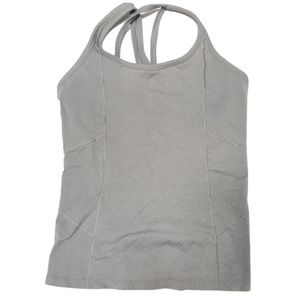 Athleta M Gray Strappy‎ Back Tank Built In Liner